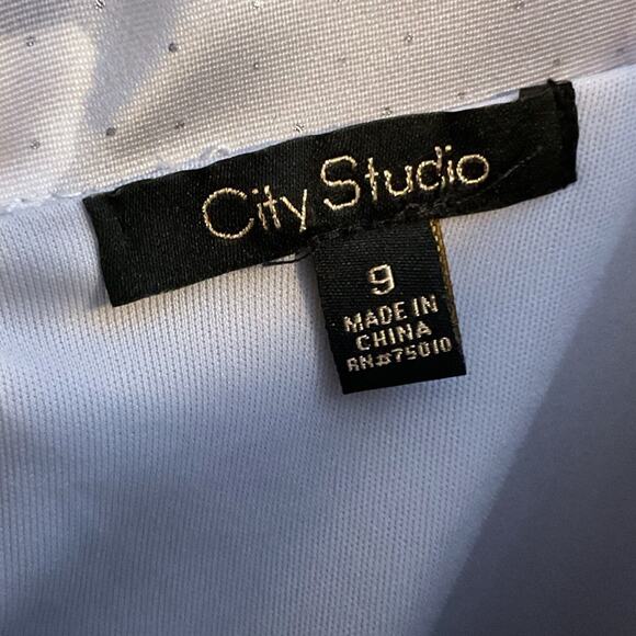 CITY STUDIO Skirt Women/Girl SZ 9 Purple Floral Above The Knee Prom Fit + Flare - Picture 3 of 15